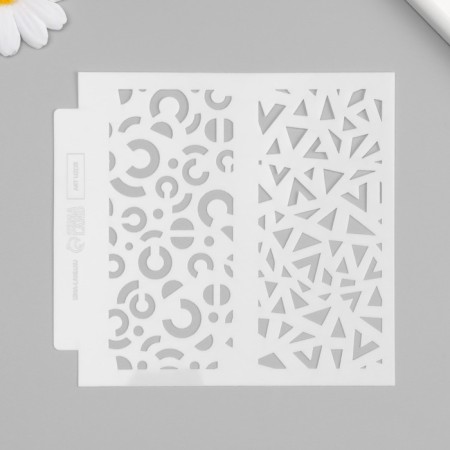 Stencil of background plastic "Geometry. Abstraction" 13x13 cm-3