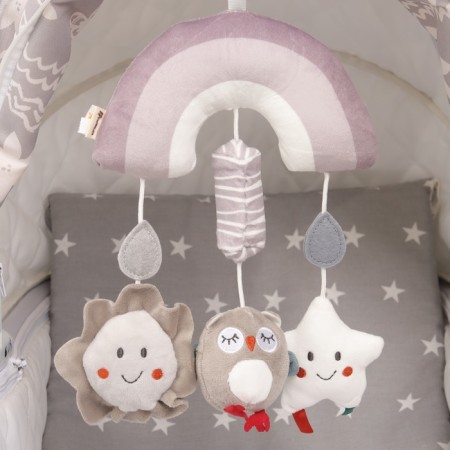 Suspension - rattle "Owl", squeak, rustling, on a crib, stroller, crumb I-7