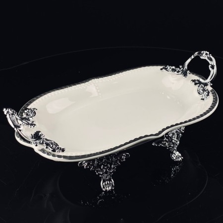 Dish with handles Lenardi Atlantis, on legs, porcelain, length 39 cm