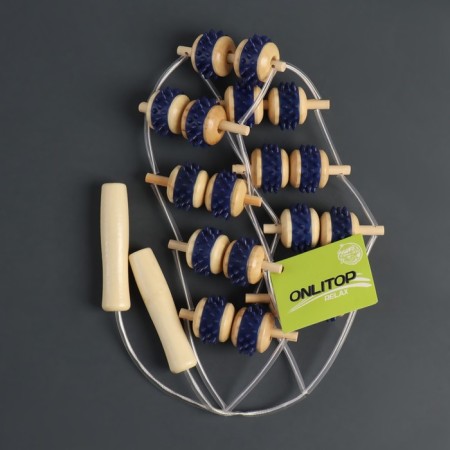 Massaging for the back, 9 links, wooden, with spikes, 84 × 7.5 × 3 cm-4