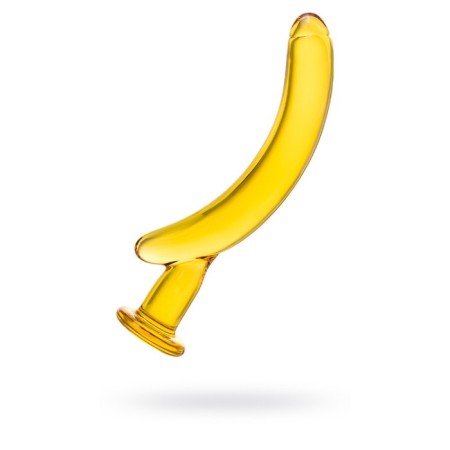 Unrealistic phallimitator Sexus Glass, glass, yellow, 17.5 cm
