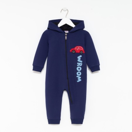 Overalls for a boy, blue color/machine, height 80 cm