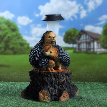 Garden Light "Three Hedgehogs on a Stroke with a Lantern" 34x26cm-10