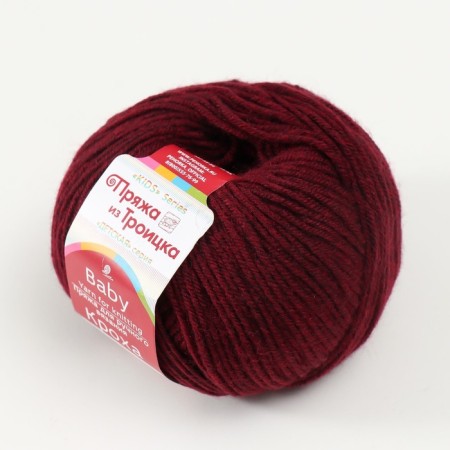 Yarn "baby" 20% wool, 80% acrylic 135m/50g (07 Bordeaux)-1