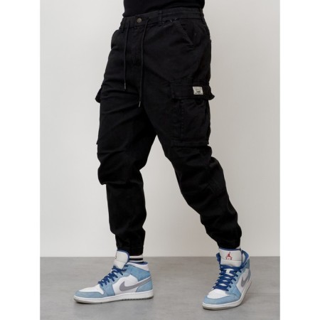 Cargo jeans male, size 44, black color-5