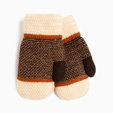 Mittens for children, milk/brown color, size 16 (8-10 years)-1