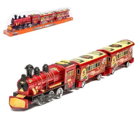 Inertial steam locomotive with wagons, MIX color