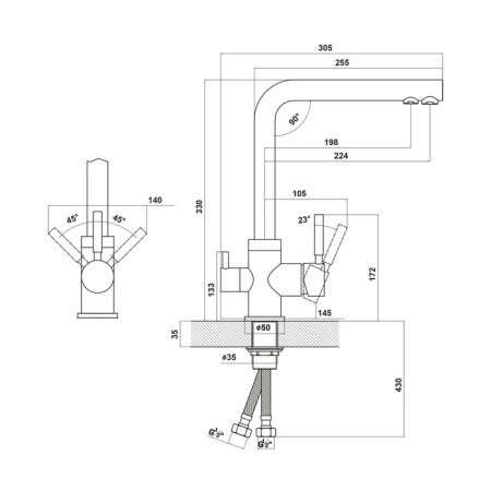 The kitchen mixer Uperwood Quartz UPD-03, with a filtered water channel, color 04 Cher-2
