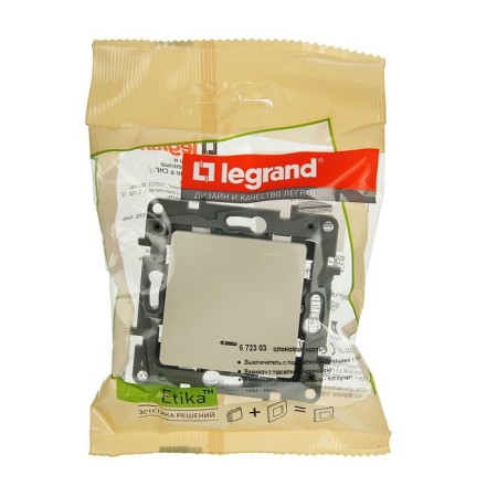 Switch Legrand Etika 672303, 10 A, 1 key, hidden, with backlight, ivory-2