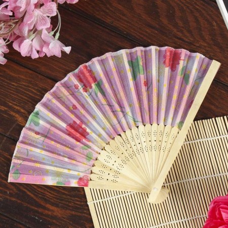 Fan h = 21 cm "flowers", color and pattern mix
