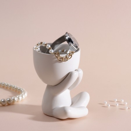Interior subject "Mr. Green" A lover of silence 9.8*6.7*8 White ceramics-1