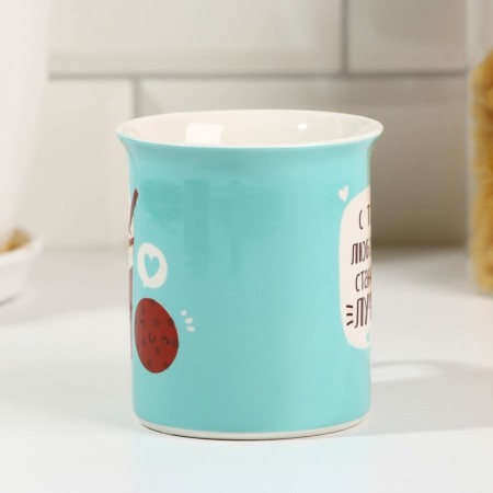 Ceramic mug "Cocoa and cookie", 300 ml, blue color-1