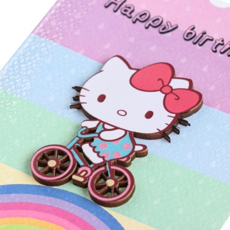 A postcard with a wooden element "Happy Birthday!" Handmade, bicycle, 14.7x10.5 cm-3