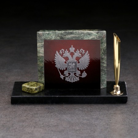 Набор настольный "Герб на красном фоне", змеевик-2