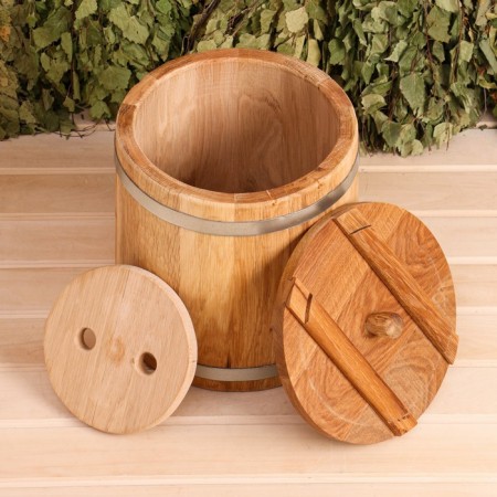 Oak tube, 10l, stainless hoop, with a lid, with a nest-5