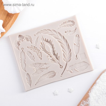 Mold "feathers", silicone, 12 × 10 cm, color mix-5