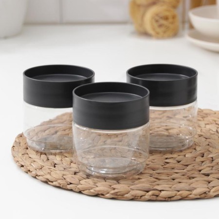 A set of containers for bulk products, 3 items, 500 ml, black color-1