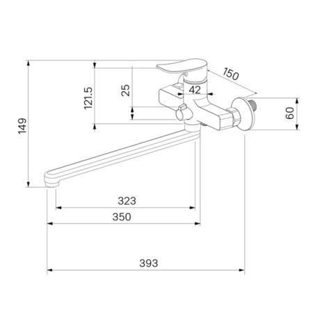 MILARDO DEMI DEMSB00M10 bath mixer, pour 350 mm, chrome-3