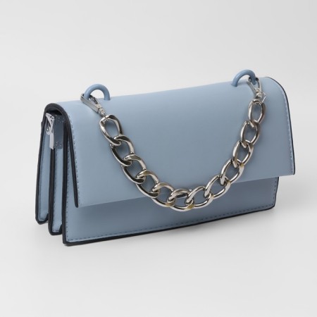 A chain for a bag, with carbines, metal, flat, 29 × 19 mm, 30 cm, silver color-2