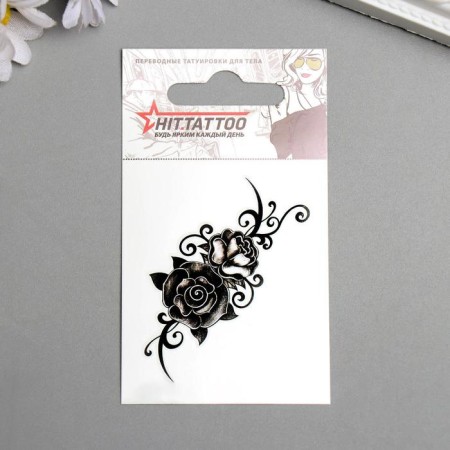 Black rose body tattoo 5.3x6.3cm
