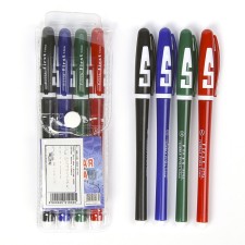 A set of gel pens, 4 colors, colored body with white inserts, in a blister on the button