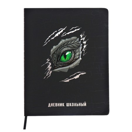 School diary for grades 1-11, dragon's eye, hard cover, artificial leather, application, pancake embossing, foil embossing, universal cheat sheet, 48 sheets, block 80g/m2
