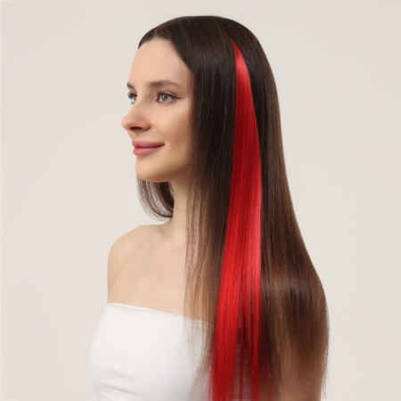 Local Locom, straight hair, clock, 50 cm, 5 g, red color-3