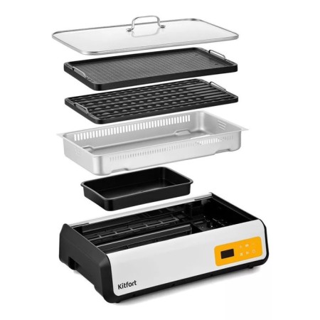 Electric grill KitFort KT-1686, 1500 W, anti-stick coating, 38x22 cm, silver-5