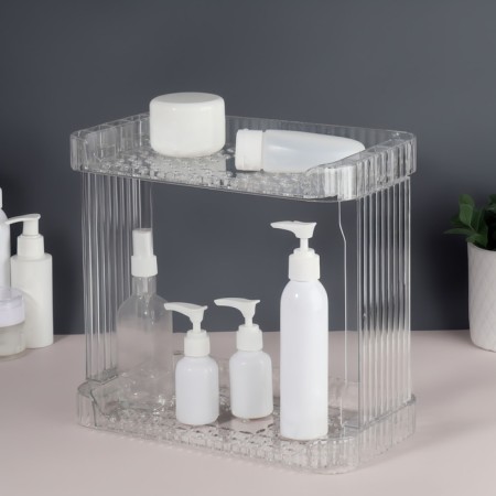 Organizer for storage "Cristal", two -level, 2 sects, 28 × 15 × 26 cm, the color is transparent