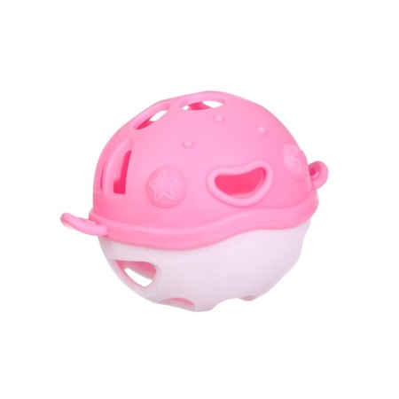 Silicone teether for teeth with a rattle "fish", in the case, pink color, crumb I-1