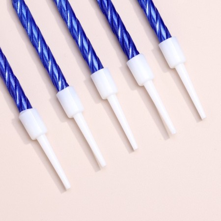 Candles in the cake "Spiral", 10 pcs, medium, 5 cm, blue metallic-3
