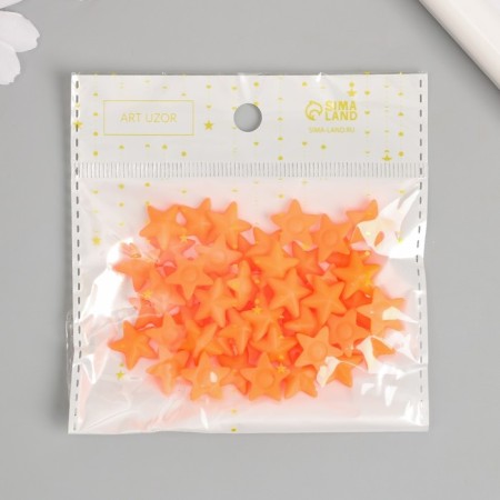 Decor for creativity plastic "Stars" neon orange set 50 pcs 1.4x1.4 cm-3