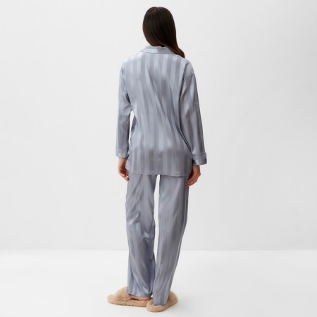 Female pajamas (shirt, trousers) KAFTAN "strip", gray-blue, r.48-50-3