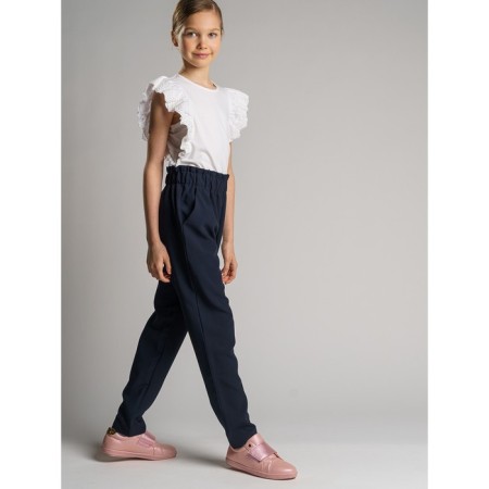 Knitted blouse with volumetric lace sleeves, height 170 cm-1