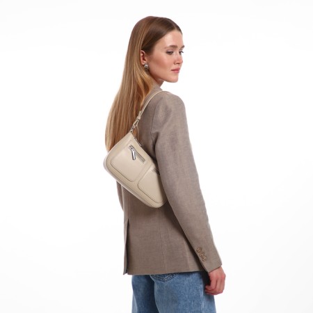 Female bag Textura, small size, beige color-7