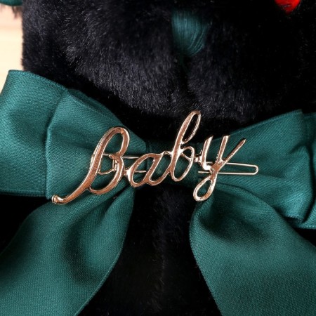 Soft toy "Bear" with a green bow, 31 cm-4