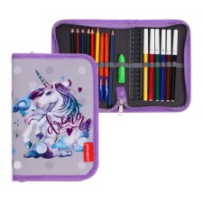 Penal 1 section, 135 x 205 mm, with a filling of 18 items, Erich Krause Dream Unicorn, fabric