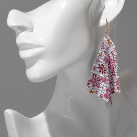 Hanging "rhombus" chain mail, cute flowers, colored, 9 cm-2