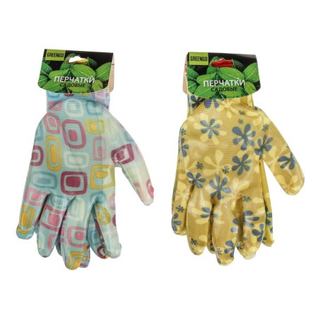 Nylon gloves, with nitrilum semi -nitrous, size 9, color mix, Greengo-2