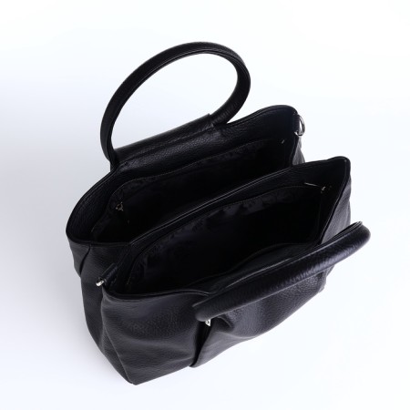 Women's bag, lightning department, external pocket, long belt, black color-6