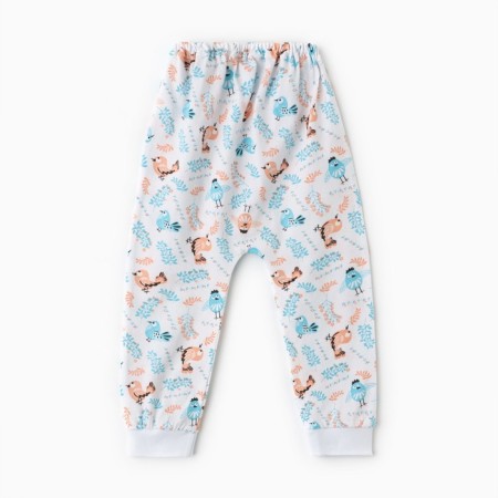 Pants, white color/birds, height 74 cm-3