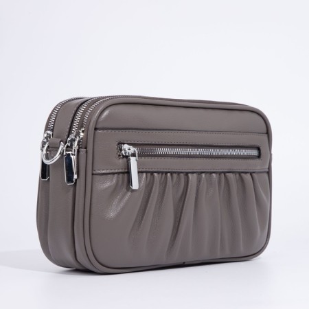 Bag Cross-Bodi with a zipper, khaki color-2