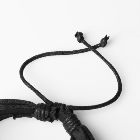 Bracelet Skin "owl" and leaf, black color, d = 6 cm-1