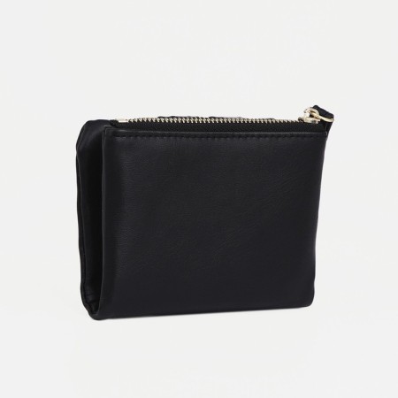 Women's wallet on the button, black color-1