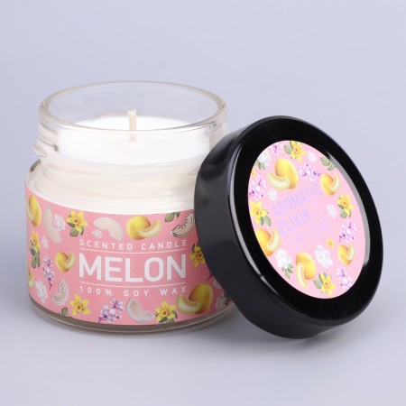 Aromatic candle in the bank "Juicy melon", owl wax, 80 g-3