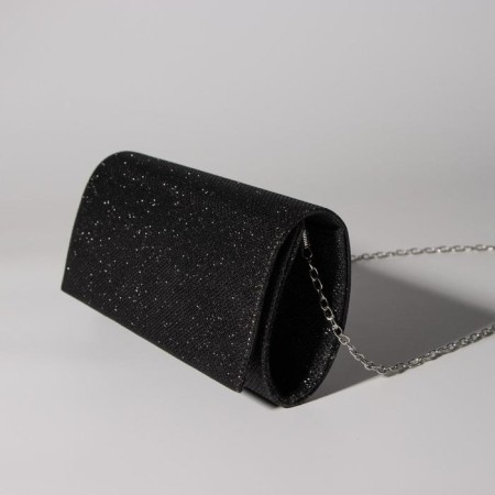Female bag, valve department, long chain, black color