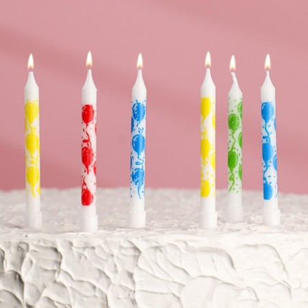 Candles in the Cake "Balls", 7x0.6 cm, 6 pcs