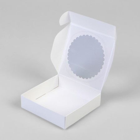 Gift box team with a window, white, 11.5 x 11.5 x 3 cm-4