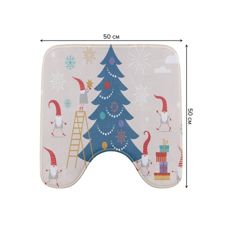 The toilet rug "Dwarfs decorate the Christmas tree", anti -slip, size 50x50 cm-1