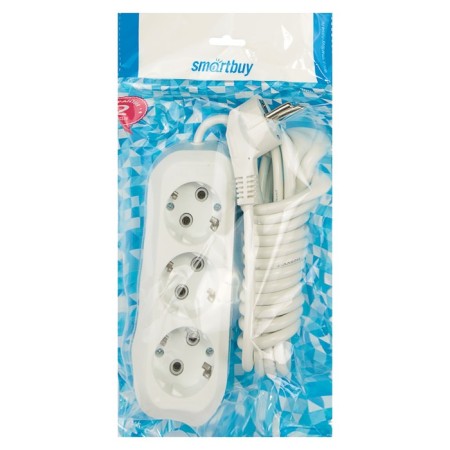 Extension cord Smartbuy, 3 sockets, 3 m, 16 A, 3500 W, PVS 3x1 mm2, with salary, white-1